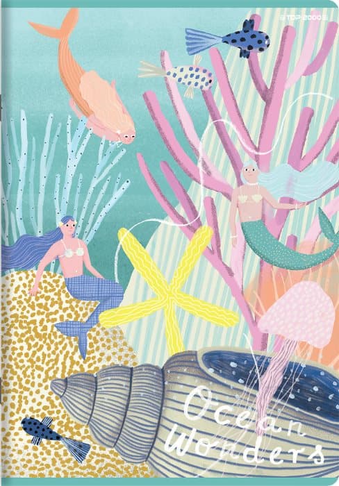 Notebook A5 32k dobbelt linje farve Ocean Wonders Top2000