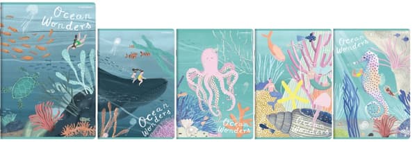Notebook A5 32k dobbelt linje farve Ocean Wonders Top2000