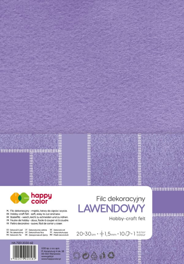 Filt för dekoration lavendel 20x30cm 10 ark Happy Color