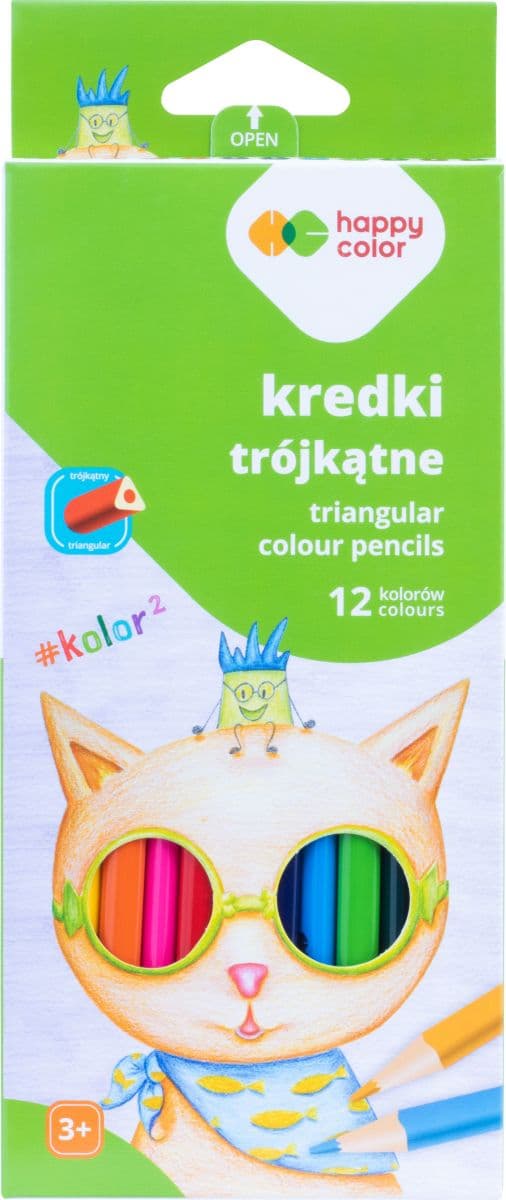 Triangulära penna kritor 12 färger Happy Color