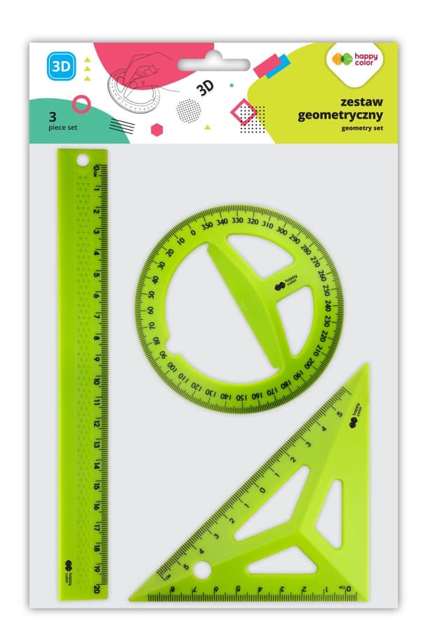 Geometrisk sæt 3D 3stk Happy Color