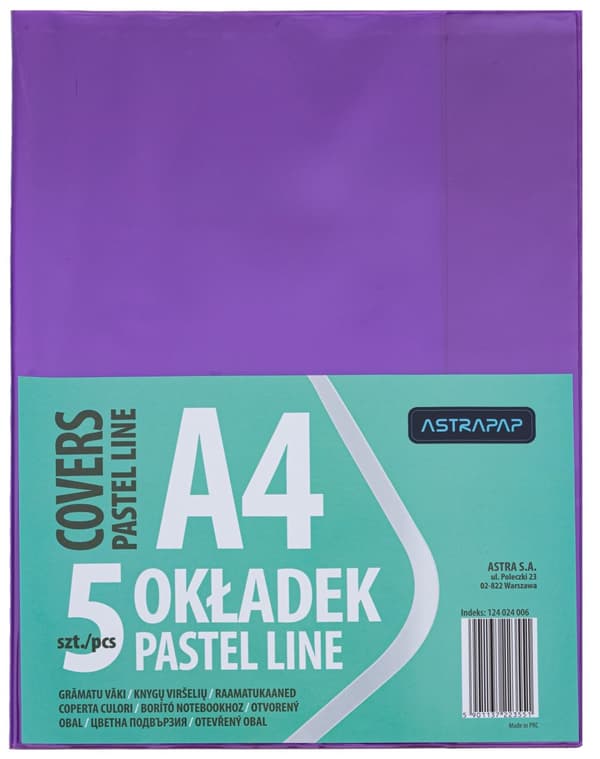 Kansi A4 Pastel Line 5kpl Astra