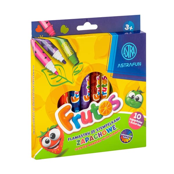 Runda doftmarker med stämplar Frutos 10 färger Astra