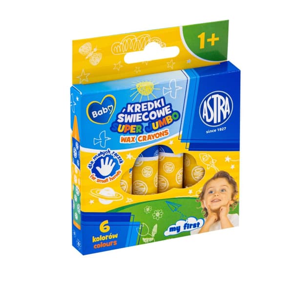 Super Jumbo voks farveblyanter 6 farver Astra