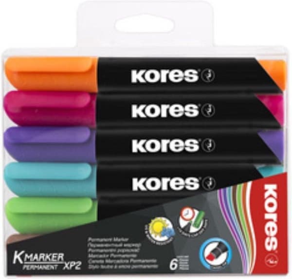 Kores Permanent Flipover Marker "K MARKER" rund spids pose 4 stk ass.