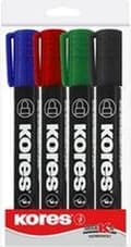 Miniatyrbillede 1 af 2: Kores Permanent Flipover Marker "K MARKER" rund spids pose 4 stk ass.