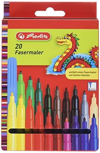 herlitz fiberpennor, kartong med 20 st med karamellfärg, linjebredd: 2 mm, sorterade i (8649238)