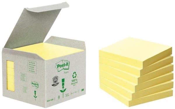 3M 6541B Sticky Notes Square Yellow 100 ark (654-1B)