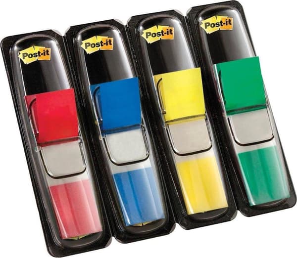 Post-it® Index Small - Standard Dispenser - Röd, Blå, Gul, Grön