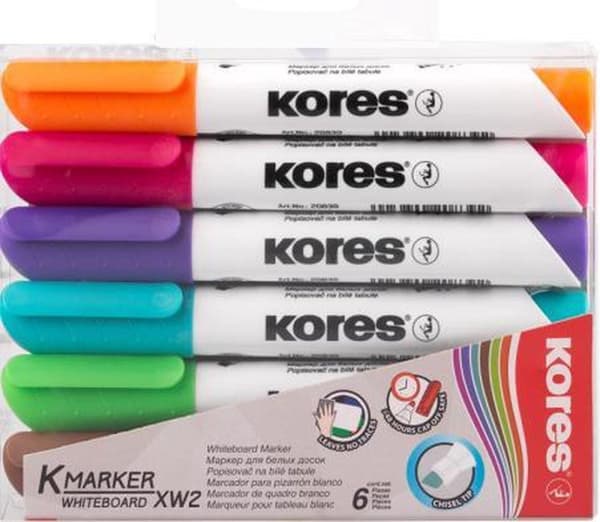 Whiteboard- og flipovertusser Kores XW2, mejselspids 3-5 mm 6 stk.