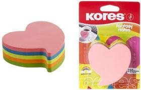 Kores sticky note terninger "Heart", 250 ark, 5 farver hver 50 ark i gul, orange, blå, pink og grøn - 1 stk (N48705)