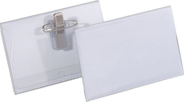 Slitstarkt märke med kombinationsklämma storlek 54 x 90 mm i en låda - 50 stycken