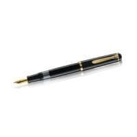 Pelikan fyldepen M 200, sort, spidsbredde: B forgyldt spids af rustfrit stål, forgyldt Pelikan næbclips (983072)