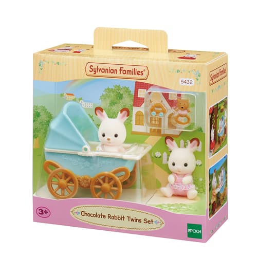 Sylvanian Families Tvillingarna Chokladkanin (Ny barnvagn) Set
