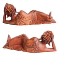 Miniatyrbillede 2 af 2: Something Different Acacia Wood Reclining Buddha Figurine