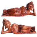 Miniatyrbillede 1 af 2: Something Different Acacia Wood Reclining Buddha Figurine