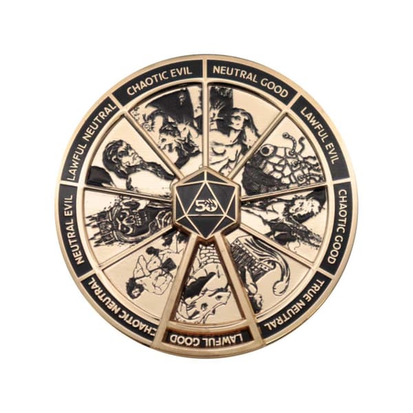 Dungeons & Dragons 24k gullbelagt Alignment Spinner Pin Badge
