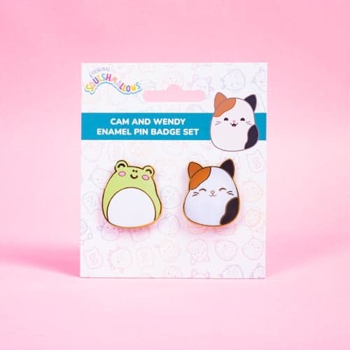 Squishmallows Pin Badges x 2 Cam & Wendy - kompakt størrelse