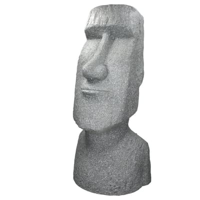 Påskön Moai Rapa Nui Tiki Deco Figur Trädgård Figur Skulpturhuvud Grå 38 x 32 x 78 cm