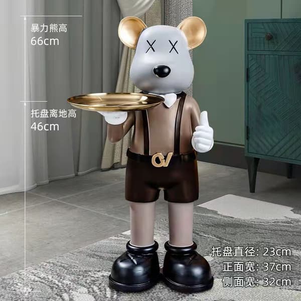 Home Decor Violent Bear Tray Large Ornaments Decoration Of Living Room Figurines For Interior Semi Manual Resin Crafts Sculpture