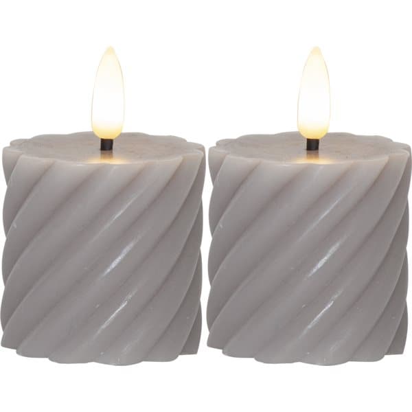 Led blockljus swirl 2-pack - grå