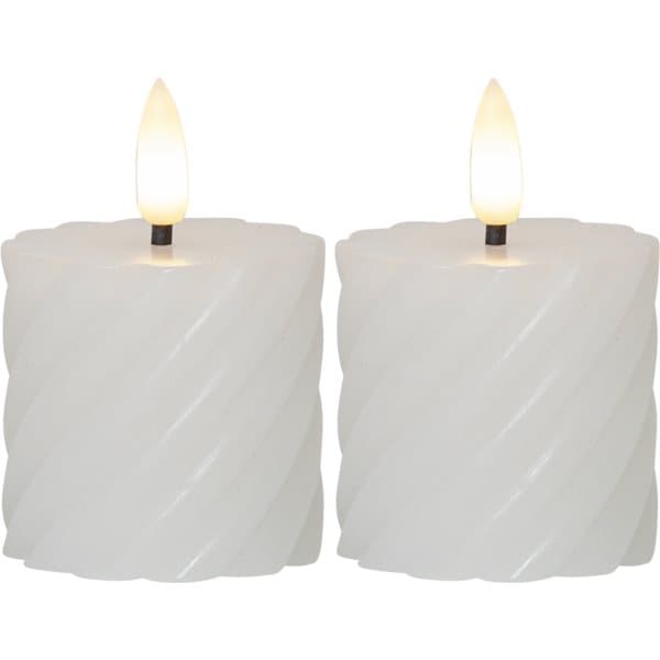 Led blockljus swirl 2-pack - vit