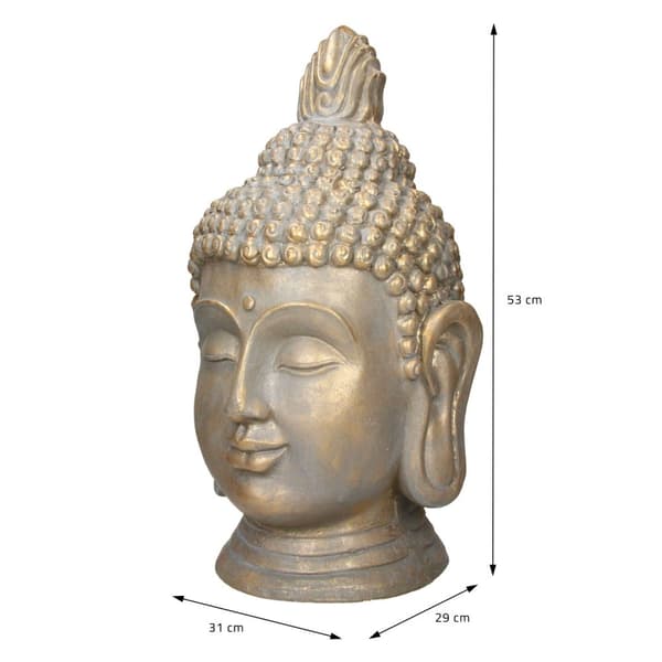 ECD Germany Buddha hoved statue 53 cm - lavet af polyresin - bronze look - til yoga, Feng Shui eller meditationsværelse - hus, lejlighed og have -