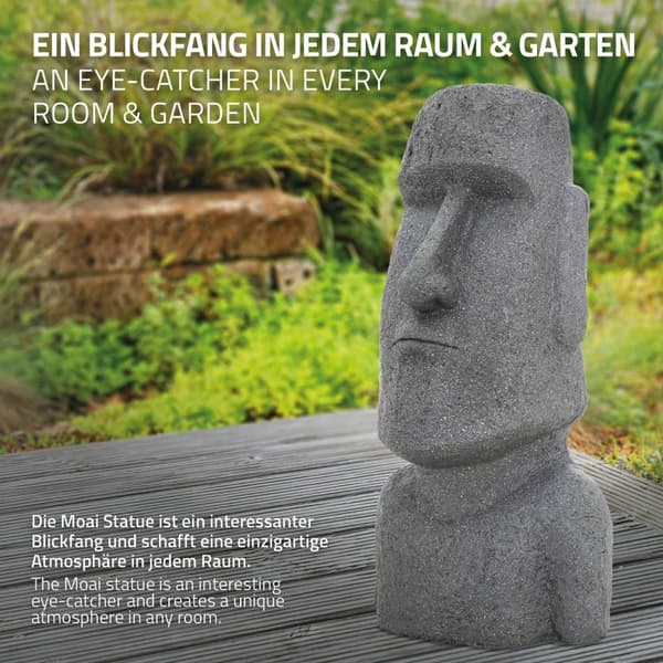 Påskeøen Hoved Figurine 38x32x78 cm Grå støbt sten Resin