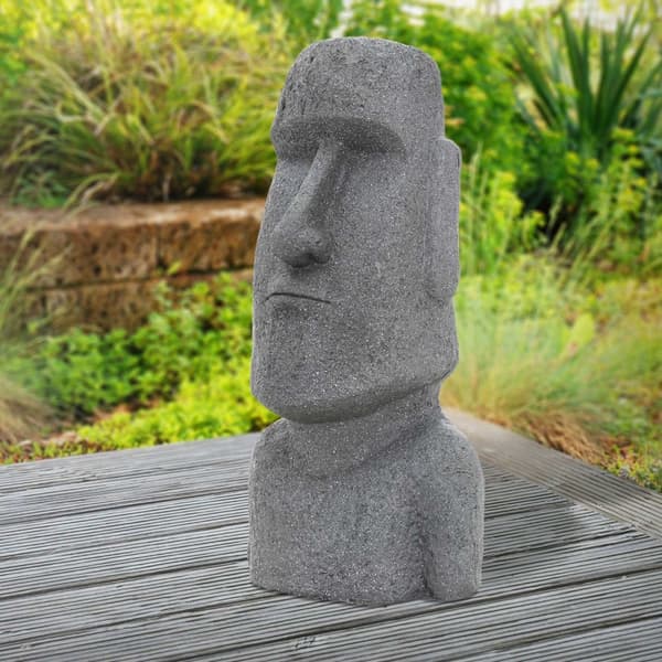 Påskeøen Hoved Figurine 38x32x78 cm Grå støbt sten Resin