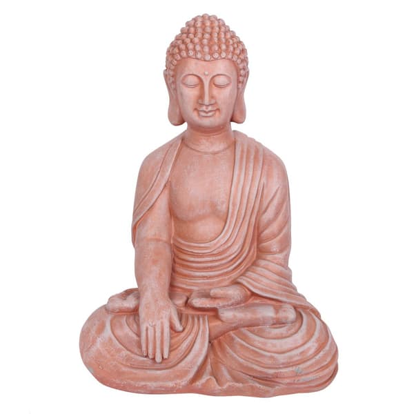 Something Different Sitting Buddha Terracotta Effect Garden Statue Pink One Size