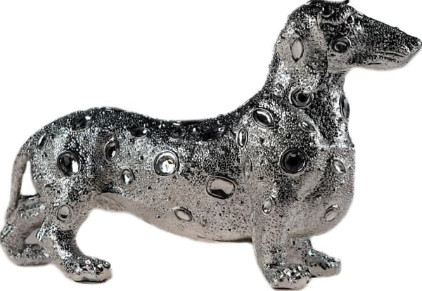 Dekorativ Prydnad Hund m Diamant Effekt