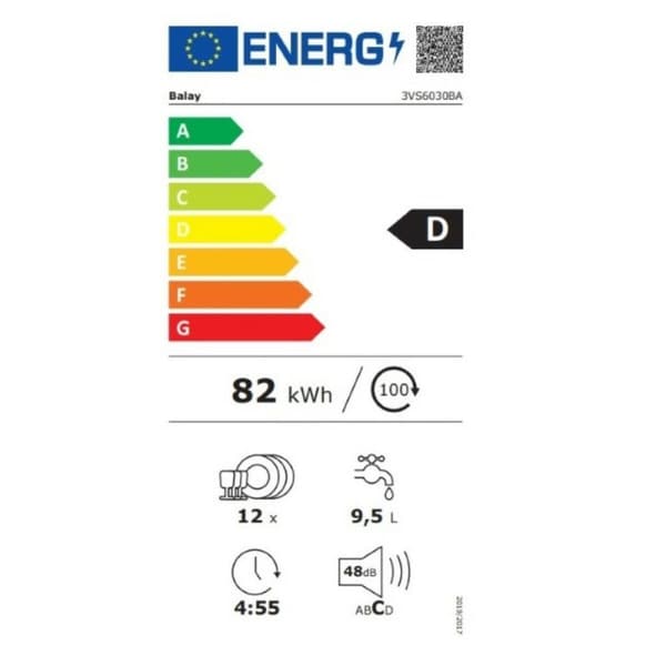 Oppvasker Balay 3VS6030BA Hvit (60 cm)