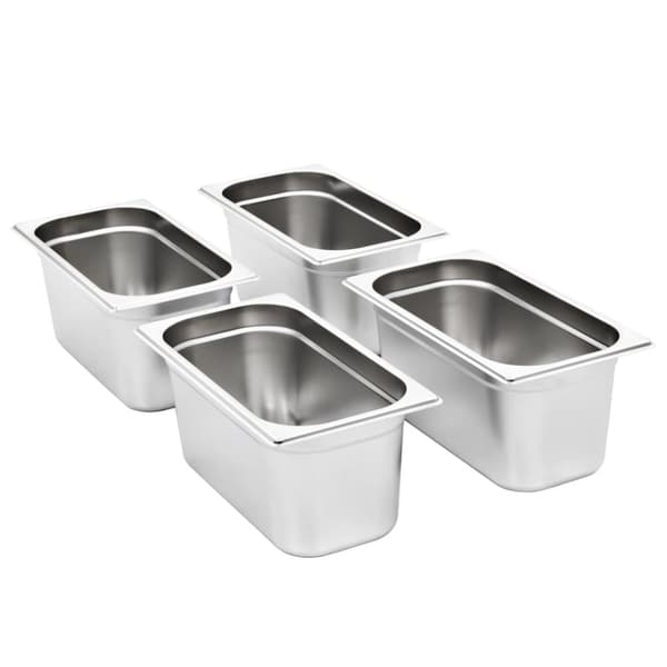 Gastronormkantiner 4 st GN 1/3 150 mm rostfritt stål