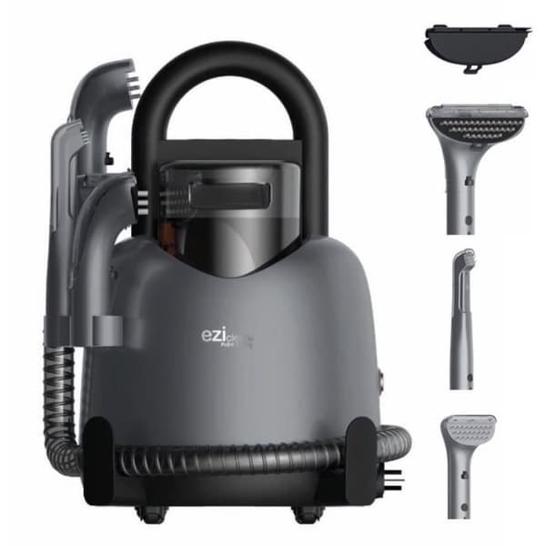 EZICLEAN Pletfjerner W4 Varme Injektor Udsugningsrens - Sofa/Tæppe/Møbelmåtte - 850W - 1.4L - 5m Sort, Hvid