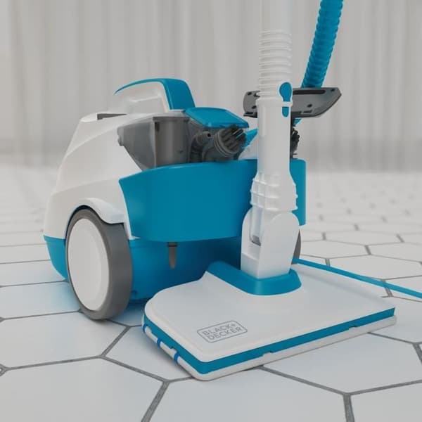 Multifunktionell ångtvätt - BLACK & DECKER BHSMP2008-QS - 2000 W - 8 tillbehör - 4 pinnar - Vit / grå / blå