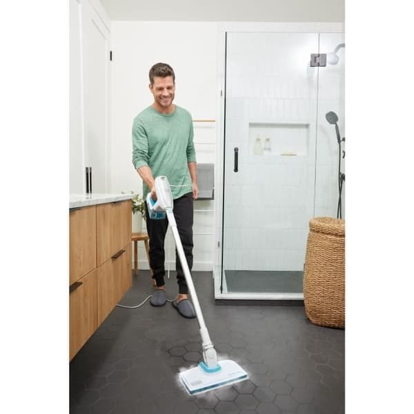 Multifunktionell ångmopp - BLACK & DECKER - BHSM15FX08-QS - 1500 W - 8 tillbehör - Vit / Grå / Blå