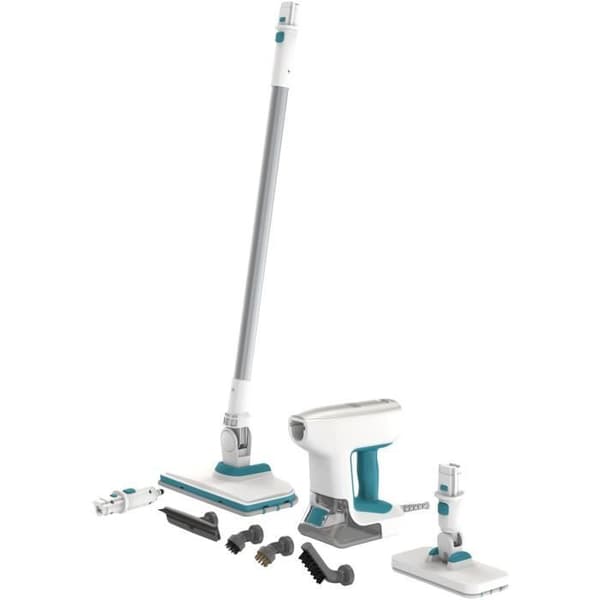 Multifunktionell ångmopp - BLACK & DECKER - BHSM15FX08-QS - 1500 W - 8 tillbehör - Vit / Grå / Blå Vit