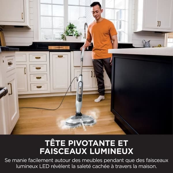 SHARK S8201EU Damprenser - Automatisk damprenser - 2 roterende puder - 3 dampindstillinger - Fjerner pletter og snavs