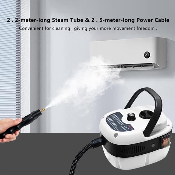 2500W damprenser håndholdt - trykdamper med 3 børstehoveder, 6 niveauer, 1000 ml vandtank