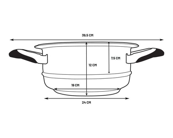 Insats för ångkokning i 18/10 rostfritt stål - ECOVITAM - Diameter 24 cm - Tillverkad i Italien - PFAs fri