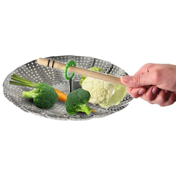 Ångkokare - Fackelmann - 42489 - Fällbar rostfri - 14 till 24 cm - Ångkokning