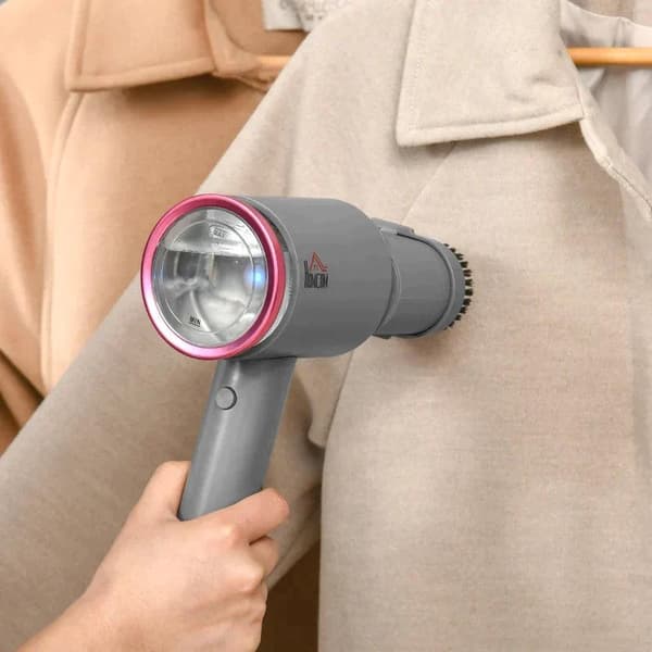 Rootz Steamer - Sammenfoldelig Steamer - Med LED-indikatorlys - 2 Modes - 160 ML Vandtank - 1520 W - Aluminiumsplastik - Grå/Pink - 27,5 x 18,2 x 9 cm