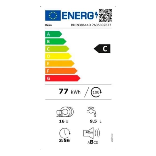 Oppvasker BEKO BDIN38644D Tilpasselig 60 cm