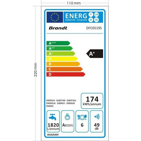 Oppvasker Brandt DFC6519S 1280 W
