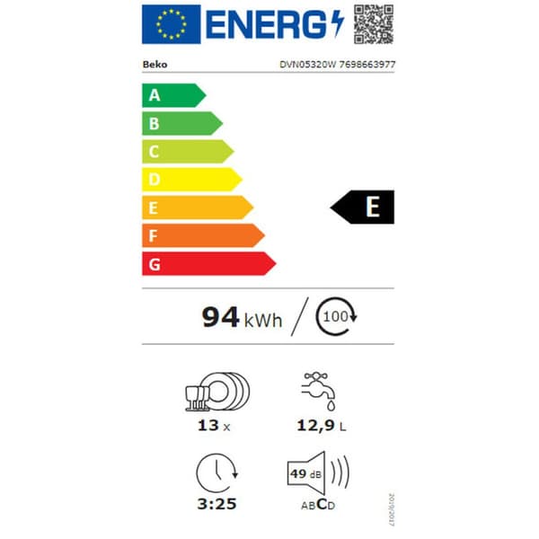 Oppvasker BEKO DVN05320W Hvit 60 cm
