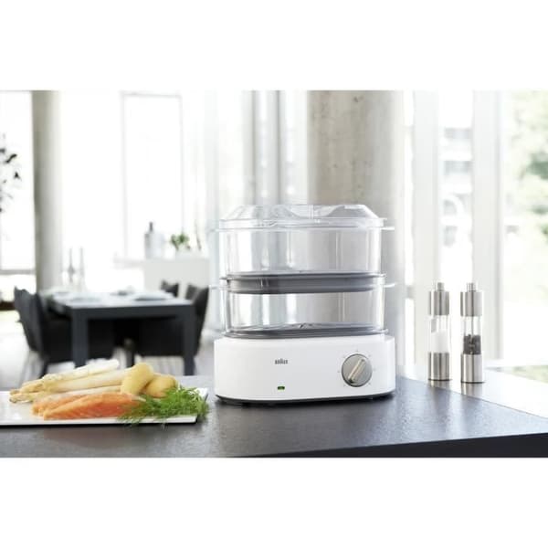 BRAUN Identity Collection FS5100WH ångkokare - Vit - 850W - 3,1L - Turboånga - Äggkokare