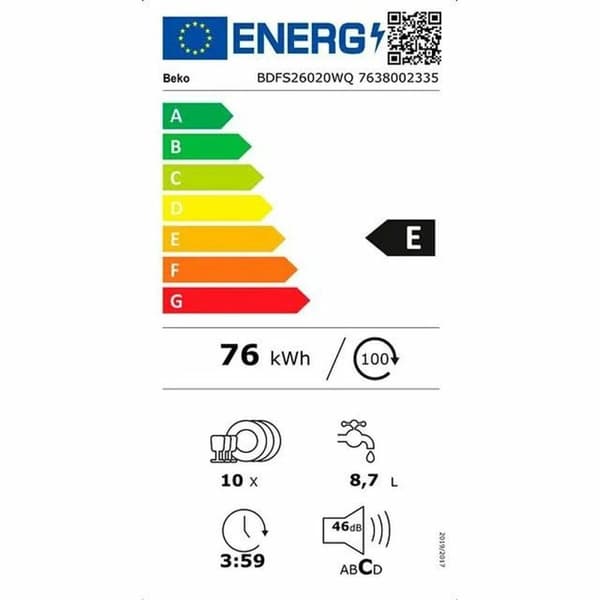 Oppvasker BEKO BDFS26020WQ Hvit 45 cm