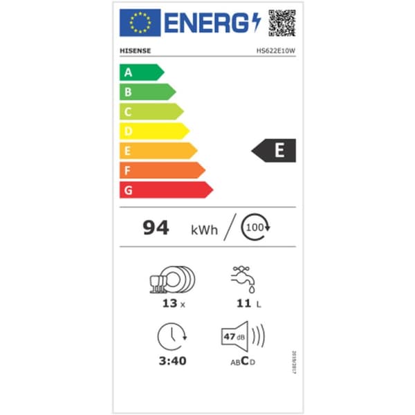 Diskmaskin Hisense HS622E10W Vit 60 cm