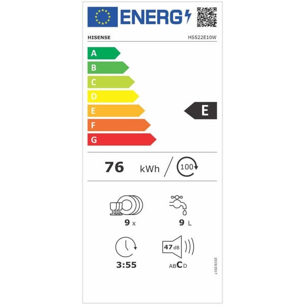 Diskmaskin Hisense HS522E10W 45 cm