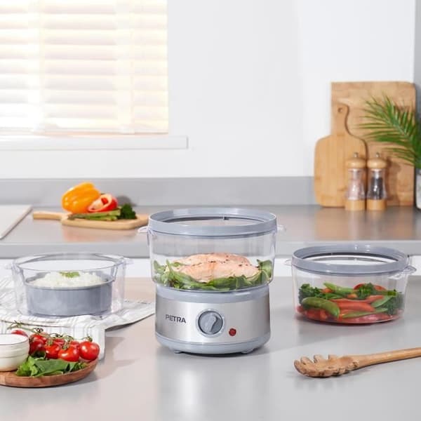 Petra Ångkokare 3 Nivåer 500W 7.5L Timer 60 Minuten Utan BPA